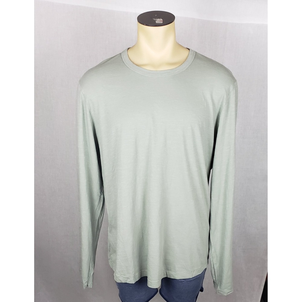 Buck Mason Mens XXL Slub Curved Hem Long Sleeve Tee Sage Green Casual Earthy